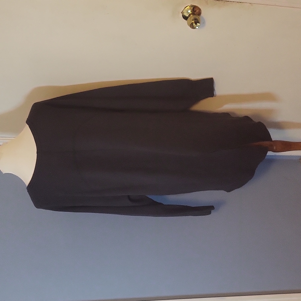 We The Free People Solid Black Waffle Knit Top Large Oversized A Line Swing - Picture 5 of 7